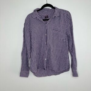 Untuckit pink blue plaid Sirah linen button down shirt 12